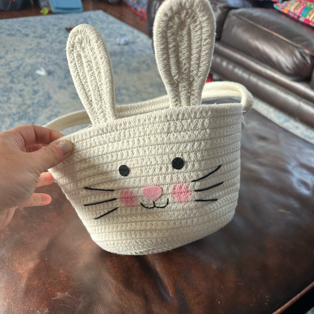 Adorable Cream Bunny Basket for Kids